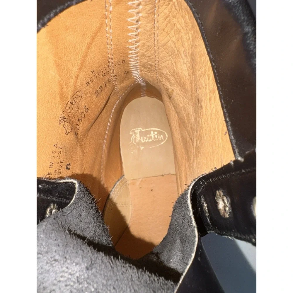 Vintage Justin Heritage Lacer Boots Women 6 B Black Kiddie With Box Rare - Picture 12 of 13